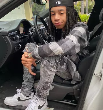 Air Force One with swoosh-black YBN Nahmir on the account Instagram of @ybnnahmir