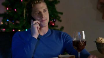 Blue sweater Carter (Colton Little) in let's get Married at Christmas
