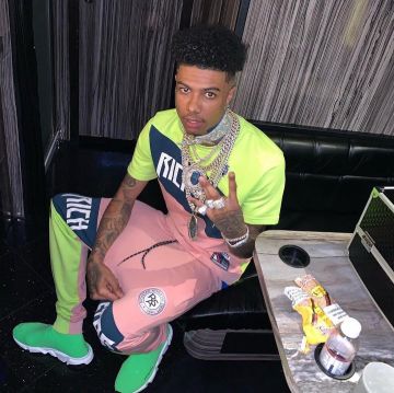 Balanciaga speed trainer (Green) de Blueface sur le compte Instagram de @bluefacebleedem