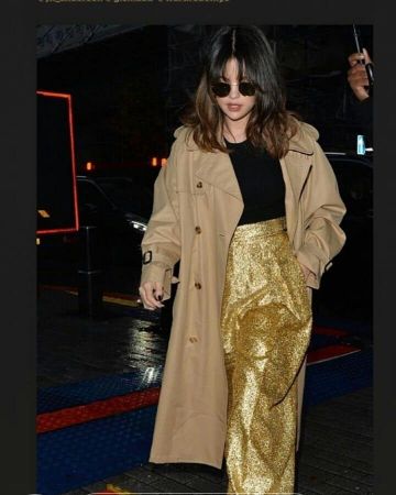 Wardrobe.Nyc Release Double Breasted Cotton Trench Coat worn by Selena Gomez London December 11, 2019