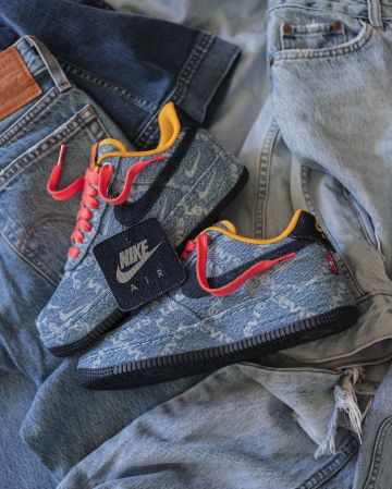 Shoes Nike Air Force 1 Low Levi's Exclusive Denim on the account Instagram of @jennizerr