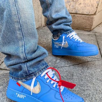 Nike af1 off white university blue worn by health on the account Instagram of @sante 