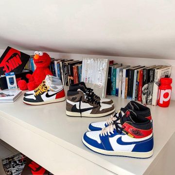 Nike aj1 travis scott high worn by health on the account Instagram of @sante 