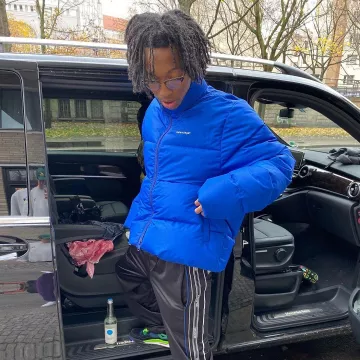 Down jacket Balanciaga (blue) Lil Tecca account on the Instagram of @liltecca