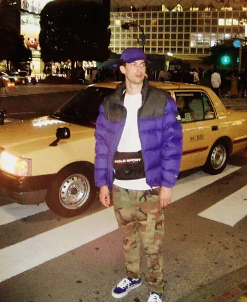 The jacket purple and black The North Face JeanJass on his account Instagram @jeanjass