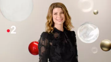 The dress in jacquard devoured by Chloé Nabédian in between 2 pubs of France 2