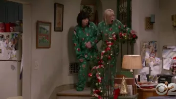 Footed Pajamas Fam­i­ly Match­ing Green Christ­mas One­sies worn by Christy (Anna Faris) in Mom Season 7 Episode 10