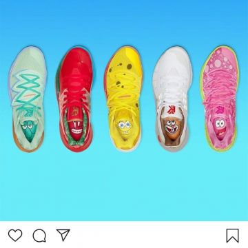 Kyrie 5 bob l’éponge  porté par Kyrie   sur le compte Instagram de @kyrieirving 