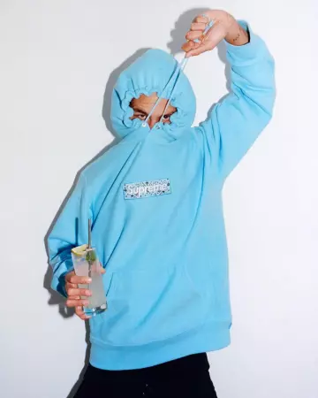 Bandana Box Logo Hooded Sweatshirt Blue supreme on the account