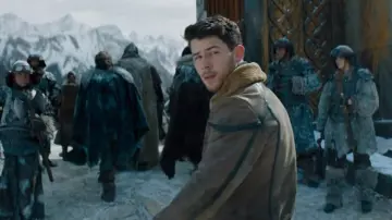 Flight Pilot fur leather Jacket worn by Alex (Nick Jonas) as seen in Jumanji: The Next Level