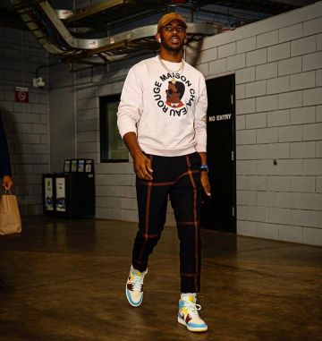 Les baskets Nike Jordan 1 Mid SE Fearless Maison Chateau Rouge portée par Chris Paul sur le compte Instagram de @youssouf.f