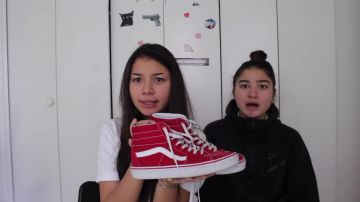 Sneakers Vans SK8-Hi red in the YouTube video WHO HAS THE BEST SNEAKERS ? (BALENCIAGA, JORDAN, NIKE..)