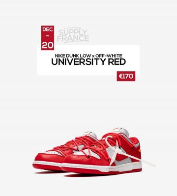 Nike Dunk Low Off-White University Red on the account Instagram of @supplyfrance