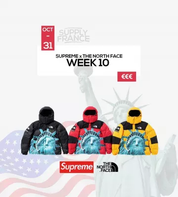 Supreme The North Face Statue of Liberty Baltoro Jacket Red sur le compte Instagram de @supplyfrance