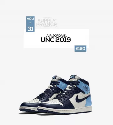 Jordan 1 Retro High Obsidian UNC sur le compte Instagram de @supplyfrance