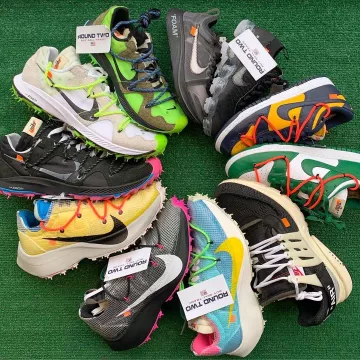 Sneakers Nike Zoom Fly Off-White Black Silver on the account Instagram of @roundtwohollywood