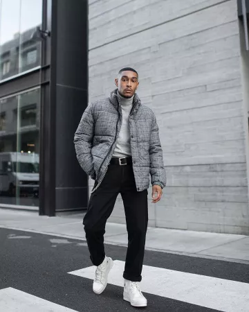 H&M Veste matelassée - Noir/blanc/carreaux sur le compte Instagram de @darion_famous