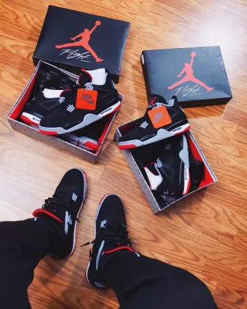 The pair of sneakers Nike Air Jordan 4 Bred Bull 1 TRC on his account Instagram @bull1trc