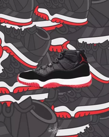 El par de jordans negros y rojos en la cuenta de Instagram de @sneakercon