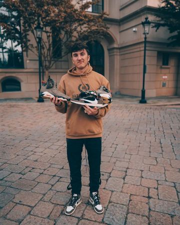 The pair of Nike Air Jordan 1 Retro Low Travis Scott worn by Harrison Nevel on his account Instagram @harrisonnevel