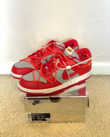 Nike Dunk Low Off-White University Red sur le compte Instagram de @broward.kicks