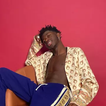 Jogging gucci blue stripes worn by Lil Sin X on the account Instagram of @lilnasx