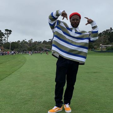 Sneakers low vans orange and white worn by ScHoolboy Q on the account Instagram of @groovyq