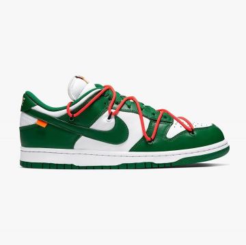 Nike Dunk Low Off-White Pine Green on the account Instagram of @highsnobietysneakers