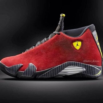 The pair of Nike Jordan 14 Ferrari on the account Instagram of @sneakersnews_