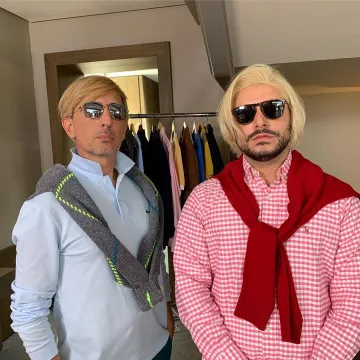 Plaid shirt red Kev Adams account on the Instagram of @kevadams