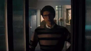 Brown sweater with black stripes worn by Q (Ben Whishaw) in No Time To Die