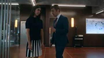 Milly Black Contrast Pleated Dress worn by Tina Minoru (Brittany Ishibashi) in Marvel's Runaways Season 3 Episode 2