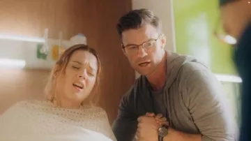 All saints Grey Zip Hood­ie worn by Mark (Daniel Gillies) in Virgin River Season 1 Episode 1