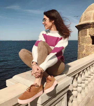 Jersey a rayas hinchado de Anna Ferrer Padilla en la cuenta de Instagram @annafpadilla