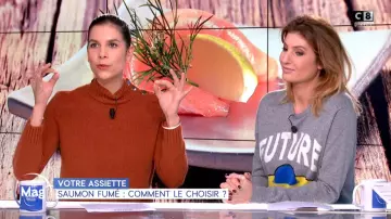 Le pull gris future de Caroline Ithurbide dans William à midi
