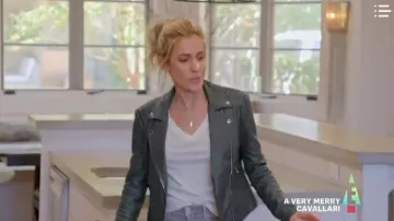 Vert Croc en Cuir Moto Veste portée par Kristin Cavallari en Très Cavallari Saison 2 Épisode 11