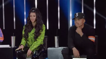 Neon green leopard print top of Cardi B in Rhythm + Flow (S01E05)