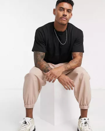 Black T-shirt with collar boohooMAN worn by tyrone clrake on the account Instagram of @asos_ty