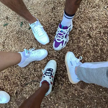 Reebok DMX 1000 trainers white purple worn by a model on the account Instagram of @asos_ty