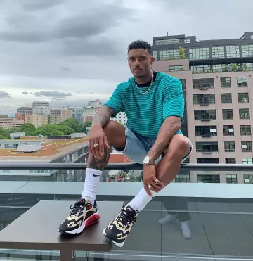 Nike Air Max 200 trainers in black and beige worn by tyrone clarke on the account Instagram of @asos_ty