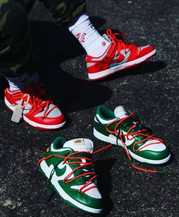 Nike Dunk Low Off-White Pine Green on the account Instagram of @thesneakerarchive
