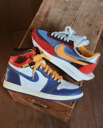 Jordan 1 Retro High Union Los Angeles Blue Toe en la cuenta de Instagram de @cran