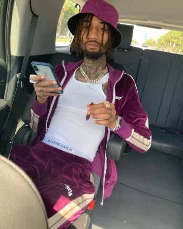 PALM ANGELS cardigan zippé à logo de PnB Rock sur le compte Instagram de @pnbrock