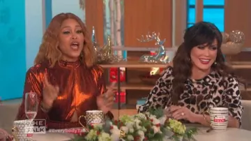 Retrofete Rust Metal­lic Dress worn by Eve on The Talk December 16, 2019