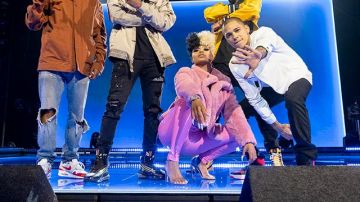 Clear plastic heels of Londynn B in Rhythm + Flow (S01E08)