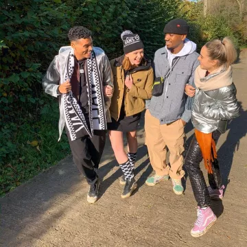 Vans pink ski8-hi mte 2.0 worn by jana aasland on the account Instagram of @asos_jana