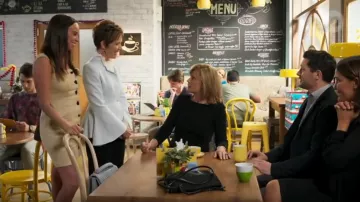 But­ton Front Dou­ble Strap Dress worn by Beatrix “Bea” Nilsson (Bonnie Anderson) as seen on Neighbours December 2019