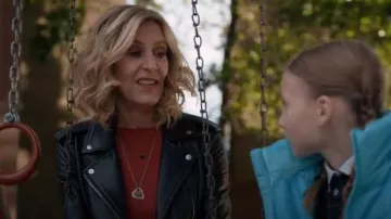 Black leather zip jacket worn by Sheryl Luria (Christine Lahti) in Evil Season 1 Episode 10