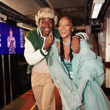 The green jacket and white worn by Tyler, The Creator on the account Instagram of @feliciathegoat