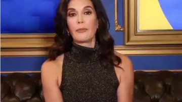 A.l.c. Susanna Metallic Sleeveless Turtleneck Top usado por Teri Hatcher en Good Morning America 18 de diciembre de 2019